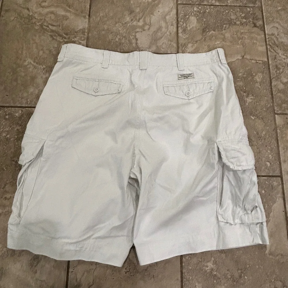 Polo Ralph Lauren Mens White Cotton Twill Cargo Shorts Size 42 Utility Summer